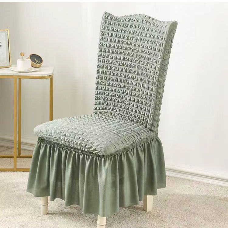 Bubble Grid Stretch High-End Chair Cover with Skirt