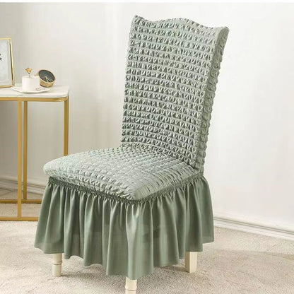 Bubble Grid Stretch High-End Chair Cover with Skirt