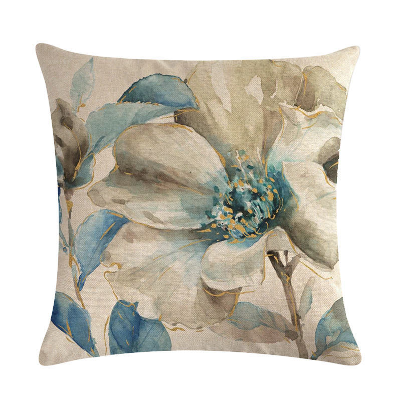 Blue Style Oil Painting Bird and Flower Pillow Custom