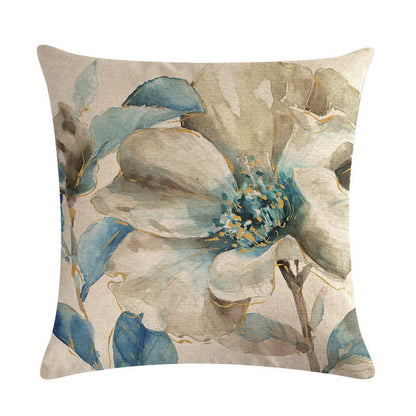 Blue Style Oil Painting Bird and Flower Pillow Custom