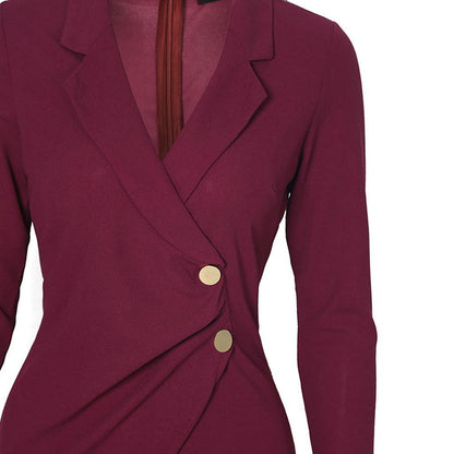 Buttoned Long Sleeve Bodycon Dress for Work
