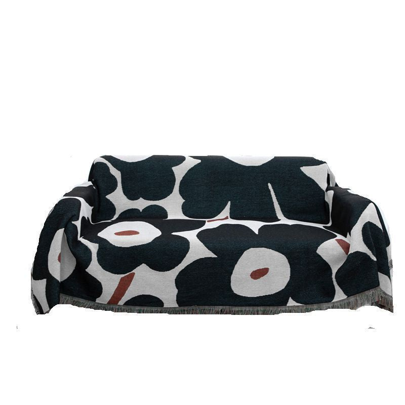 Nordic Minimalist Sofa Blanket with Poppy Design