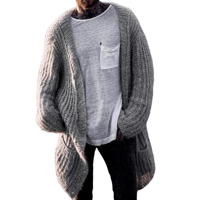 Men's Long Sleeve V Neck Cardigan Sweater Coat