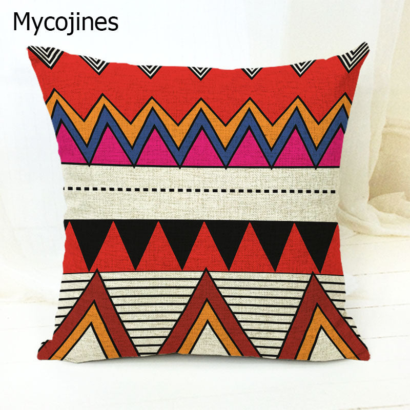 Geometric Pattern Pillowcase with Triangles and Letters