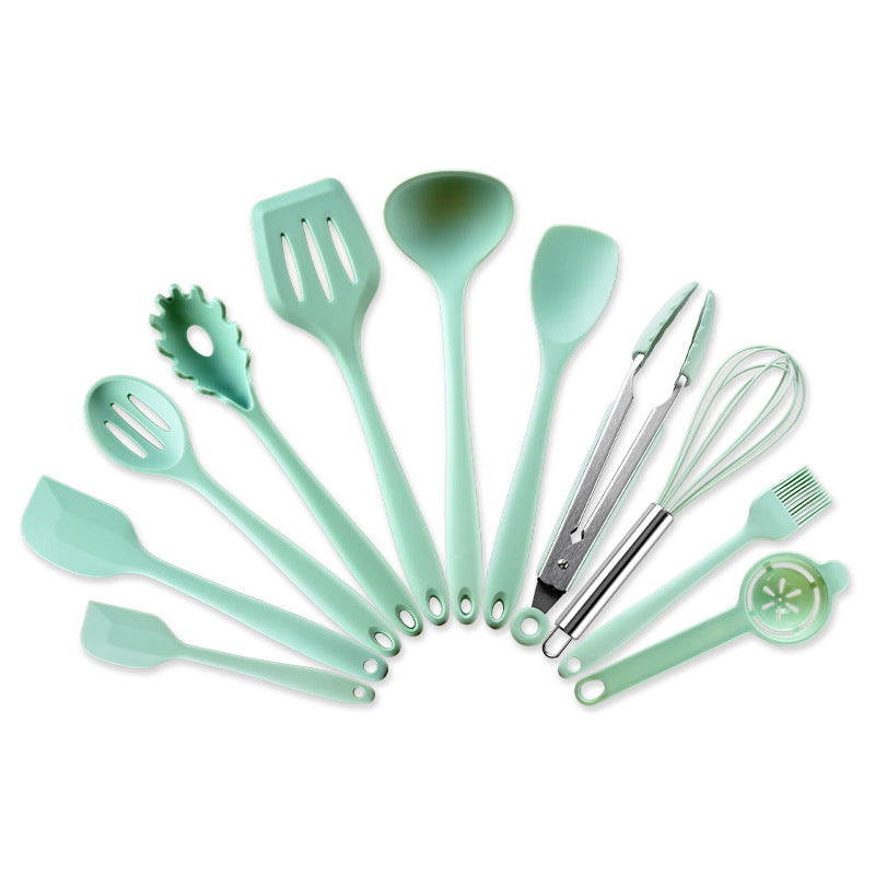 10-Piece Silicone Kitchen Utensil Set with Storage Bucket