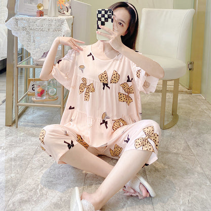 Women's Cotton Pajamas Set - Short Sleeve