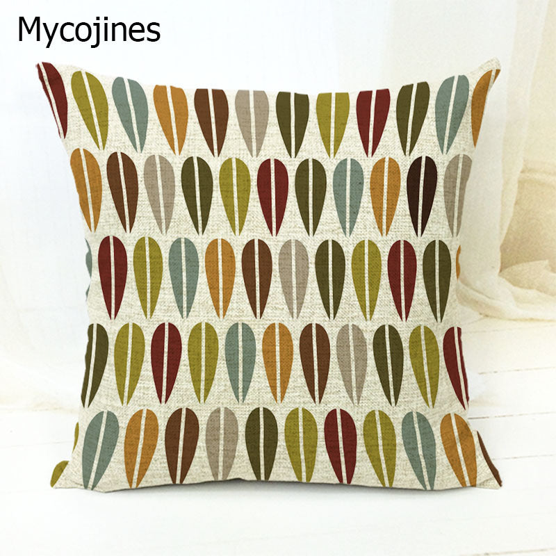 Geometric Pattern Pillowcase with Triangles and Letters