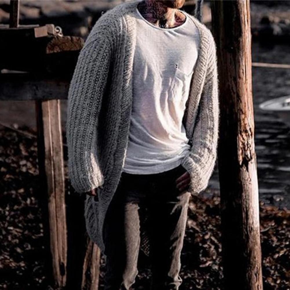 Men's Long Sleeve V Neck Cardigan Sweater Coat