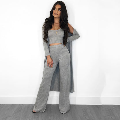 Elegant Striped Long Sleeve Ensemble