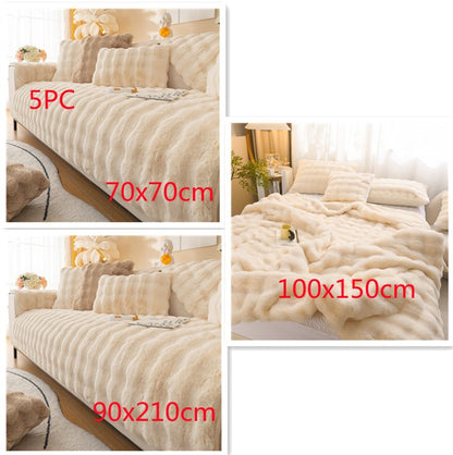 Plush Rabbit Velvet Thick Blanket Double-Sided Fleece