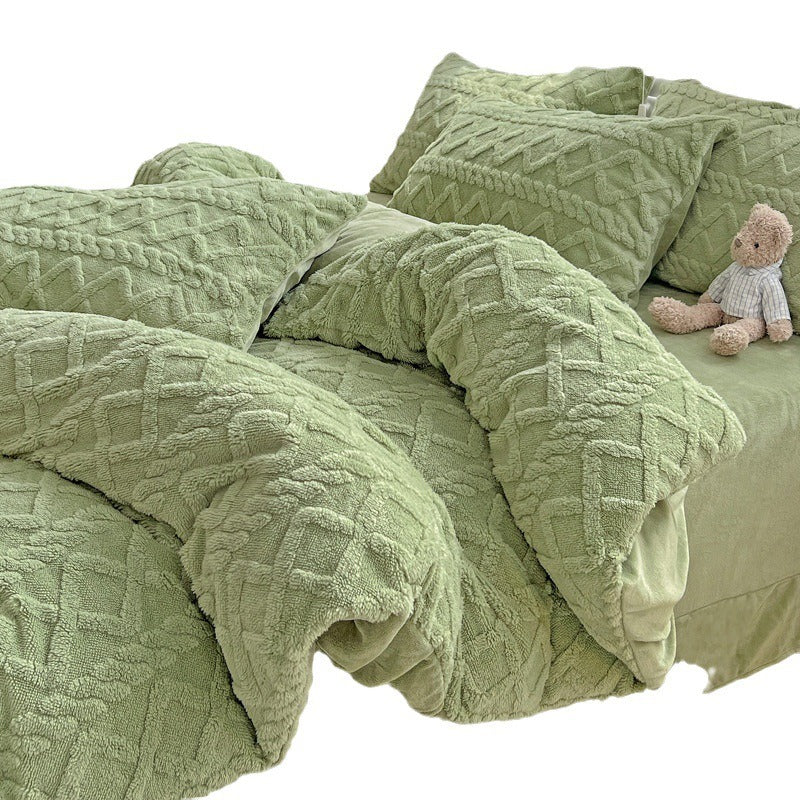 Thickened Warm Milk Fiber Four-Piece Bed Set