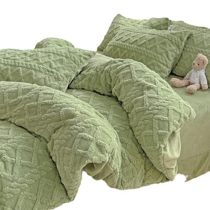 Thickened Warm Milk Fiber Four-Piece Bed Set