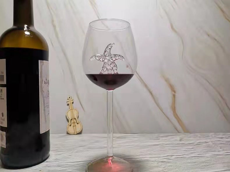 Creative Shark High Wine Glass with Octopus Design