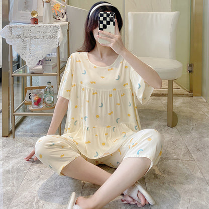 Women's Cotton Pajamas Set - Short Sleeve