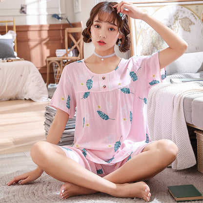 Women's Cotton Pajamas Set - Short Sleeve
