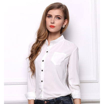 Casual Women's Long Sleeve Chiffon Blouse