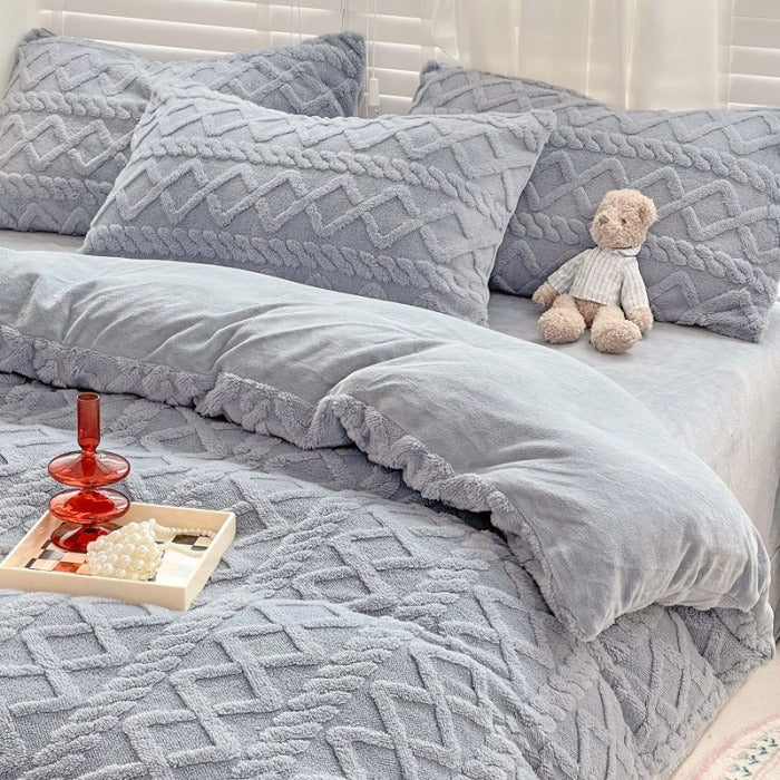 Thickened Warm Milk Fiber Four-Piece Bed Set