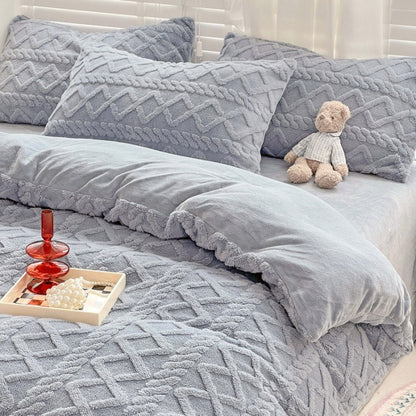 Thickened Warm Milk Fiber Four-Piece Bed Set