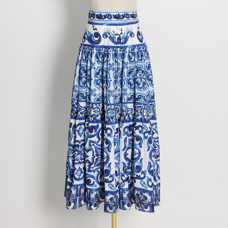 Cotton Sicily Bohemian Print Long Skirt for Women