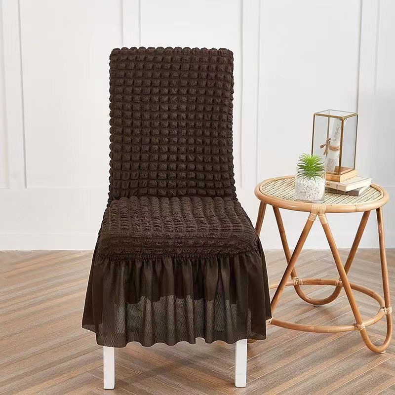 Bubble Grid Stretch High-End Chair Cover with Skirt