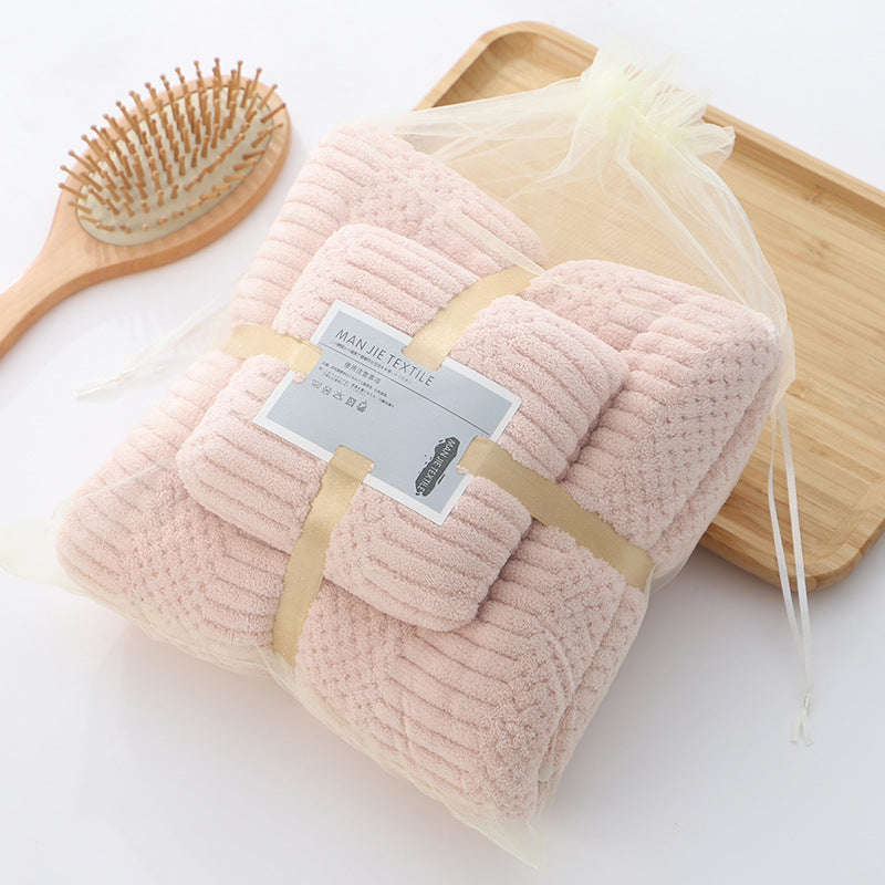 Coral Fleece Absorbent Towel Set