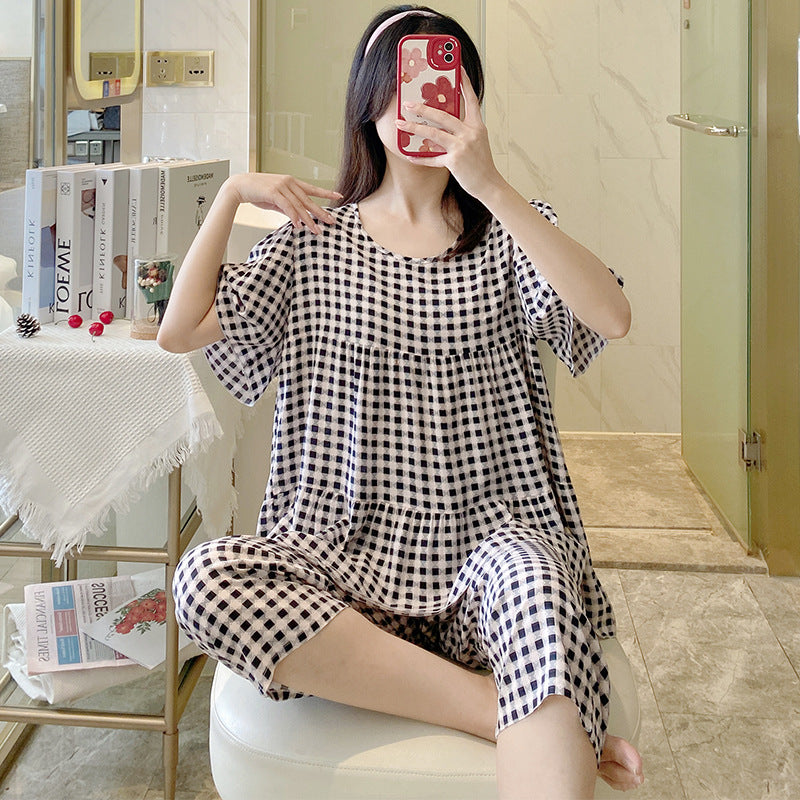 Women's Cotton Pajamas Set - Short Sleeve
