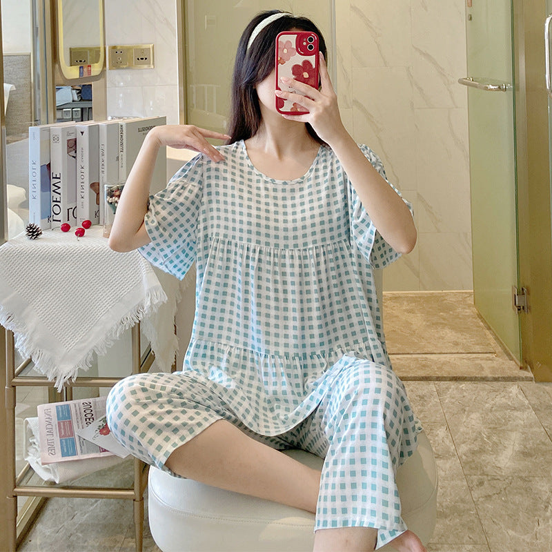 Women's Cotton Pajamas Set - Short Sleeve