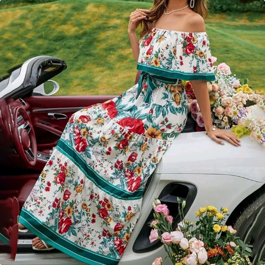Lamu Dress - Stylish Floral Backless Maxi Dress (One Piece)