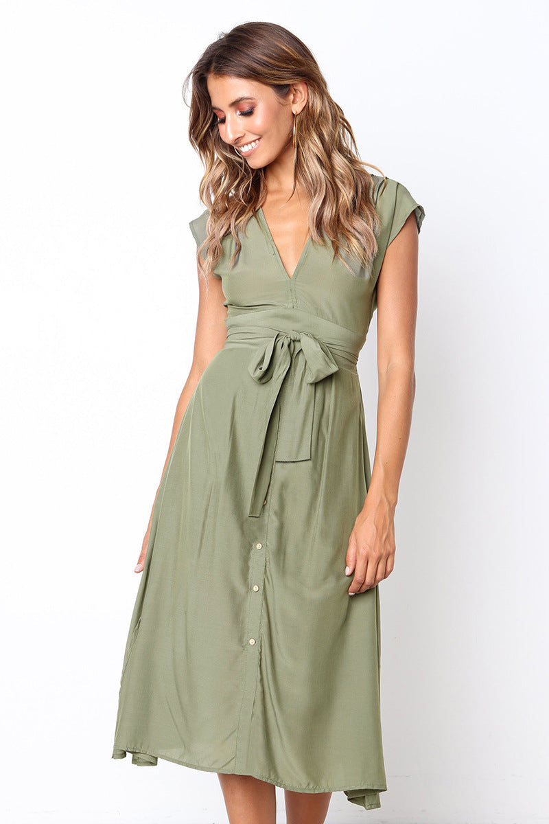 Striped Button-Up Dress for Women