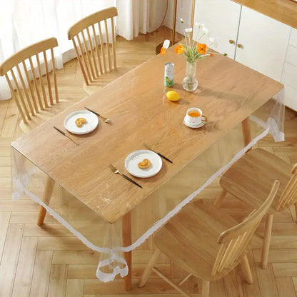 Transparent PVC Lace Tablecloth, Oil-Proof and Heat-Resistant