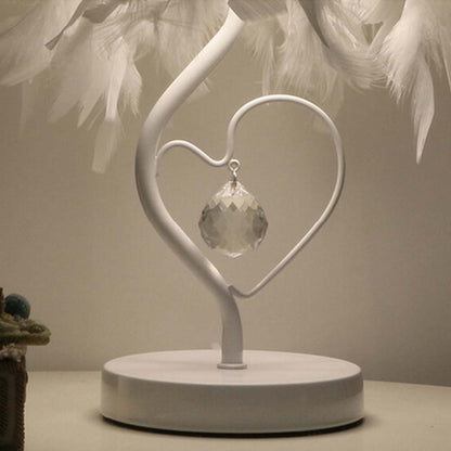 LED Feather Heart Crystal Table Lamp for Home Decor