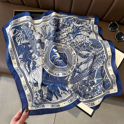 Vintage Silk Scarf - French Style 70cm Square Scarf