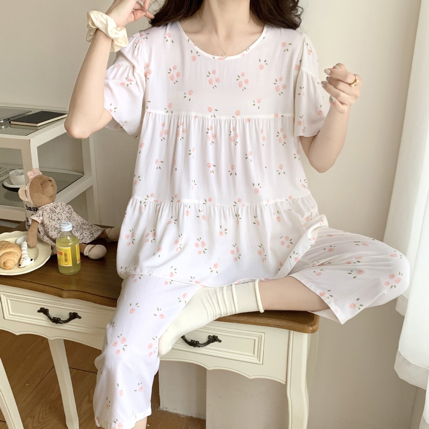 Women's Cotton Pajamas Set - Short Sleeve