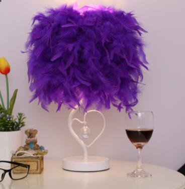 LED Feather Heart Crystal Table Lamp for Home Decor