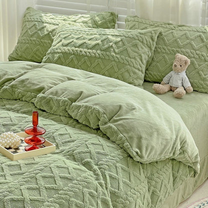 Thickened Warm Milk Fiber Four-Piece Bed Set
