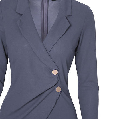 Buttoned Long Sleeve Bodycon Dress for Work