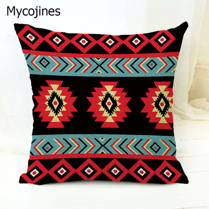 Geometric Pattern Pillowcase with Triangles and Letters