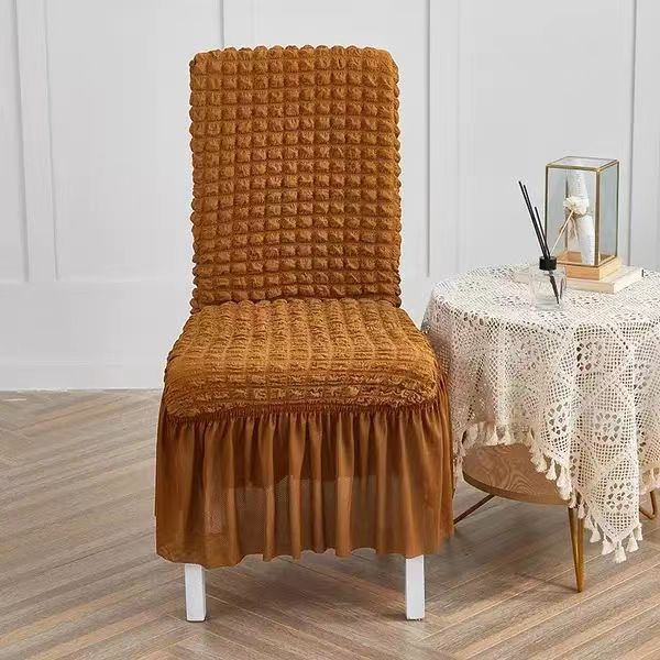 Bubble Grid Stretch High-End Chair Cover with Skirt