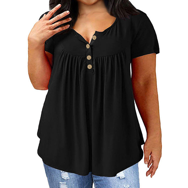Plus Size Women's Loose Fit Short Sleeve T-Shirt