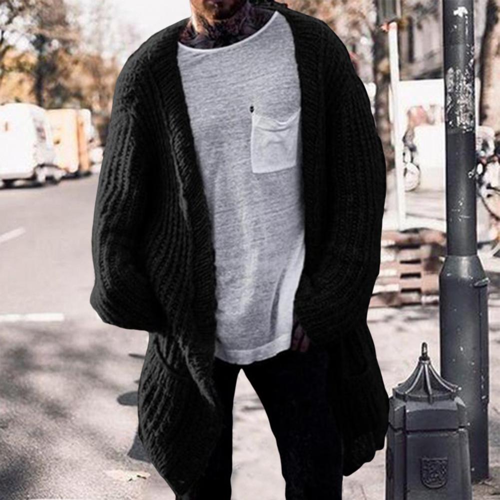 Men's Long Sleeve V Neck Cardigan Sweater Coat