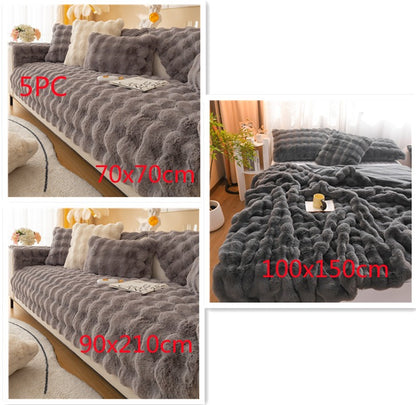 Plush Rabbit Velvet Thick Blanket Double-Sided Fleece