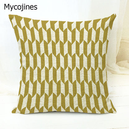 Geometric Pattern Pillowcase with Triangles and Letters