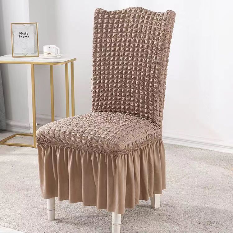 Bubble Grid Stretch High-End Chair Cover with Skirt