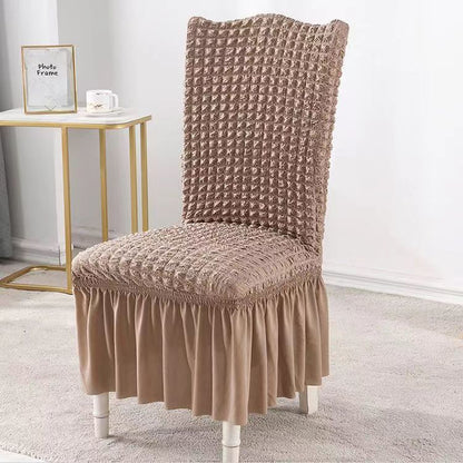 Bubble Grid Stretch High-End Chair Cover with Skirt