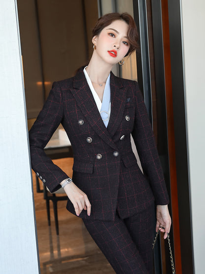 Chic Plaid Office Suit for Women