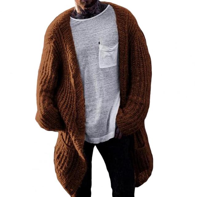Men's Long Sleeve V Neck Cardigan Sweater Coat