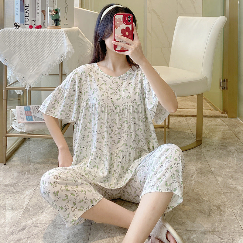 Women's Cotton Pajamas Set - Short Sleeve