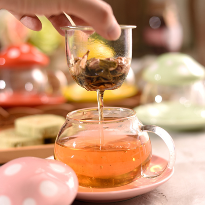 Cute Mushroom Ceramic Tea Infuser Cup with Glass