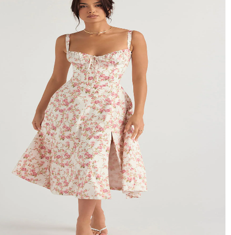 Chic Floral Maxi Dress - Waist Defined