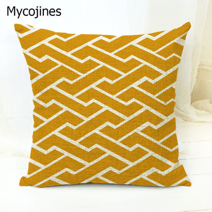 Geometric Pattern Pillowcase with Triangles and Letters